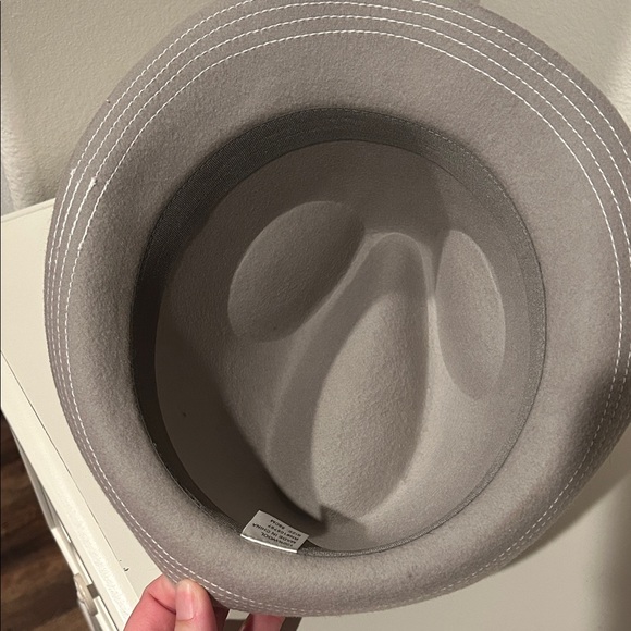 Gray Women's Fedora with Floral Accent - Picture 3 of 5